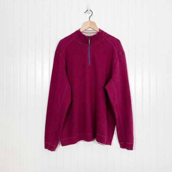 Tommy Bahama Mens 1/4 Zip Pullover Sweater Size L Reversible Preppy Golf Coach - Picture 2 of 10